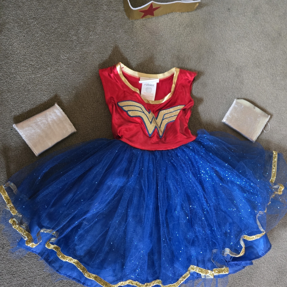 Wonder-Inspired Girls Superhero Costume Dress in Red and Blue